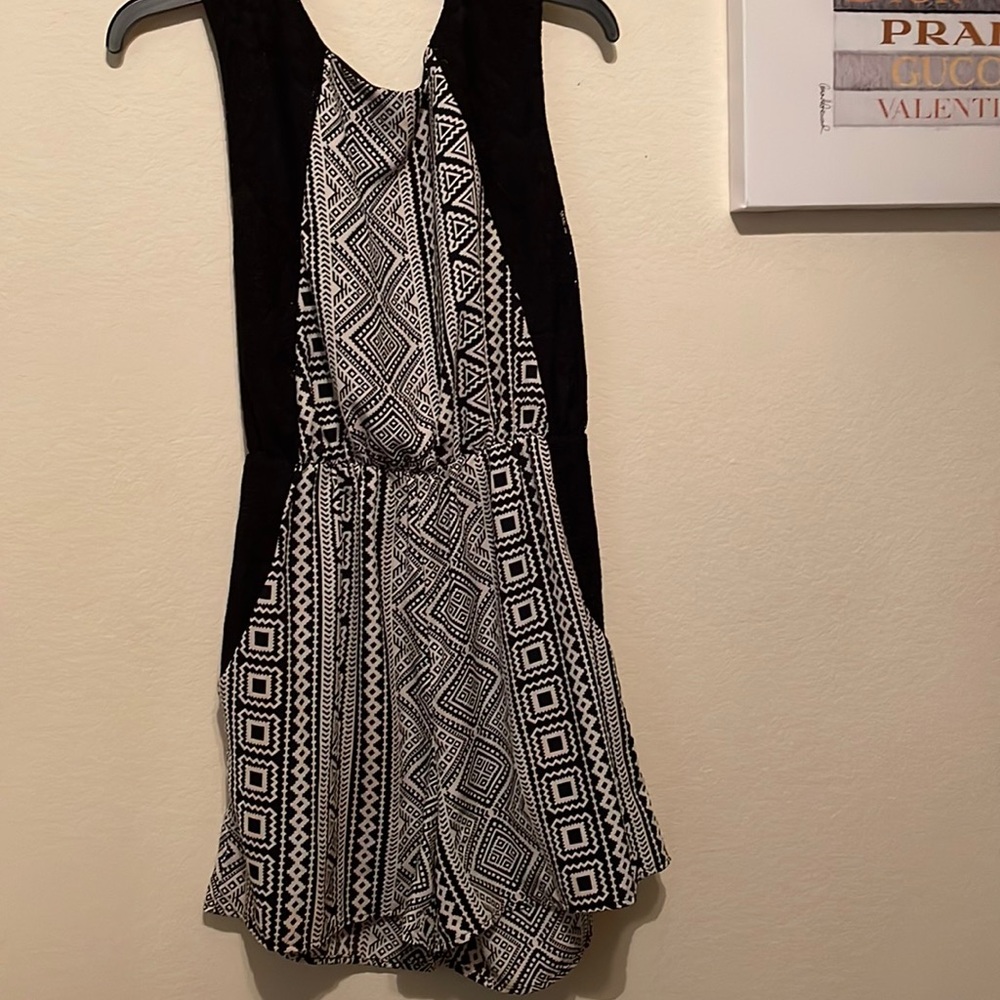 Printed romper with open back